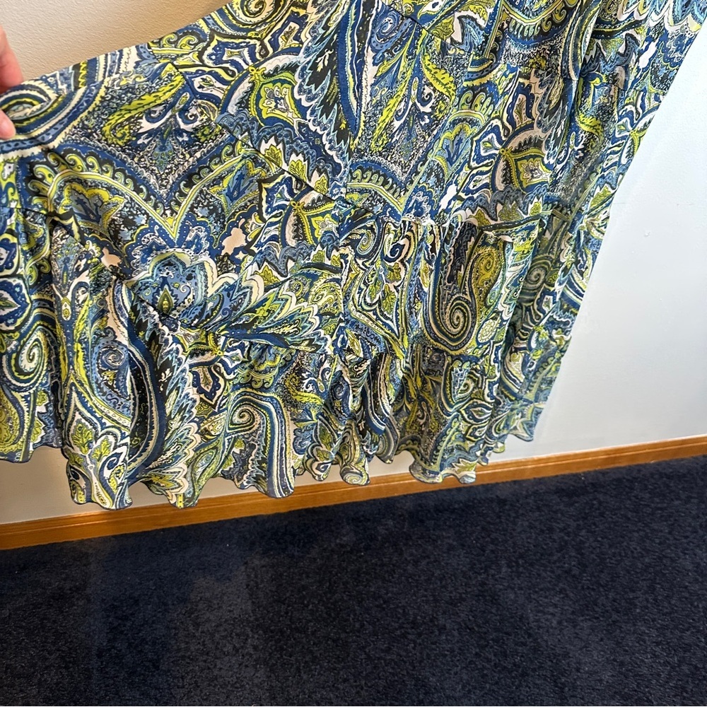 Evan Picone Paisley Print Tiered Skirt V Neck Lined Dress - Picture 10 of 10